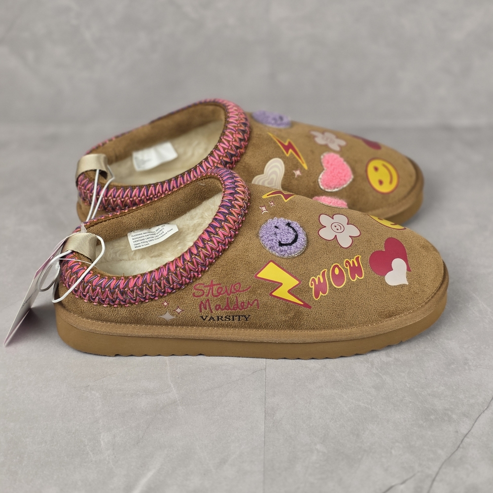 Steve Madden Kids' Brown Slippers with Fun Patches